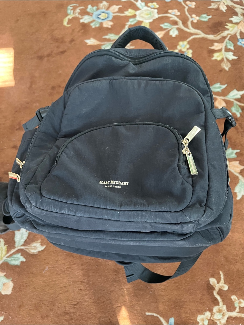 Isaac Mizrahi Black Nylon Daypack with Gold Hardware with cold lunch box - Picture 2 of 7